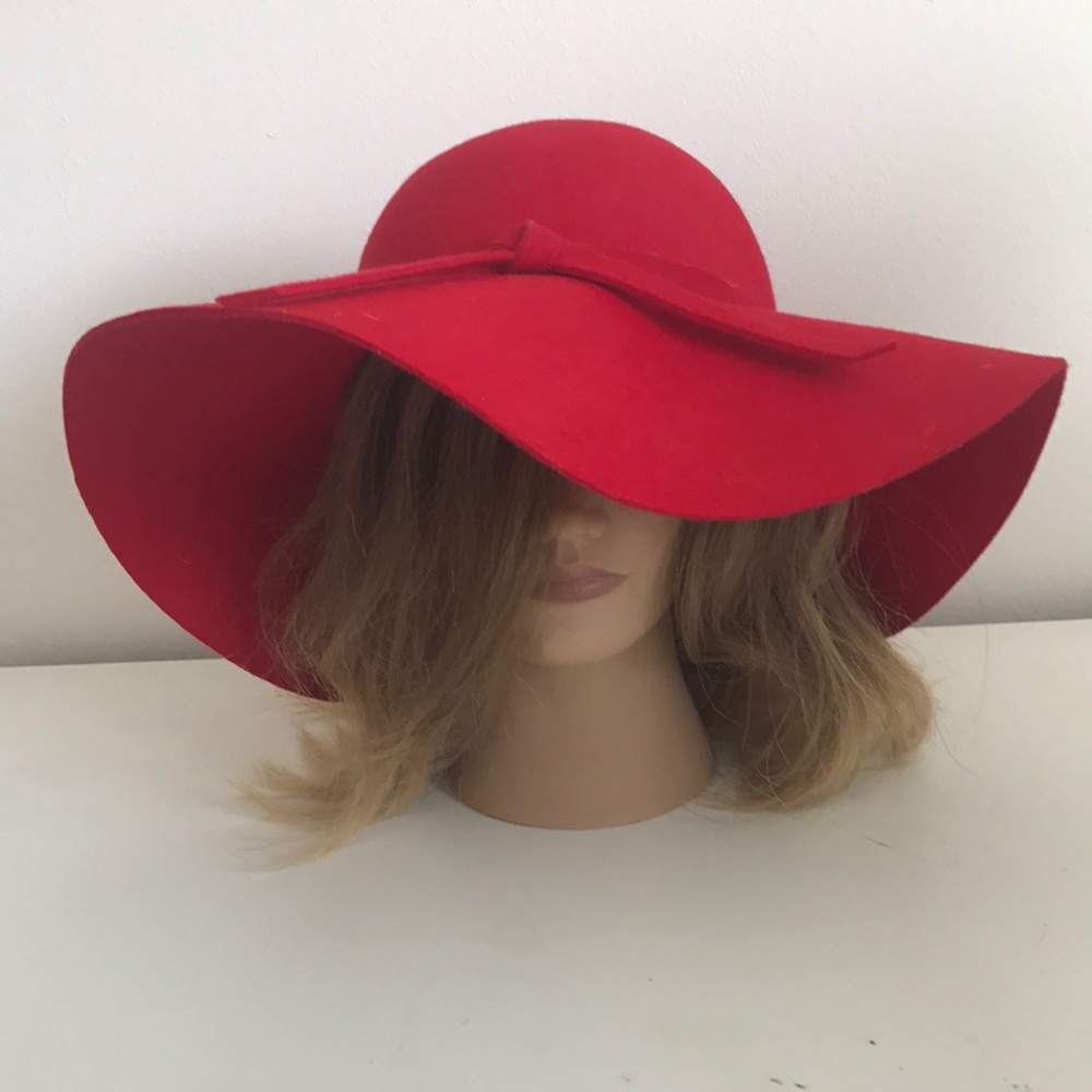 Boho floppy red felt hat